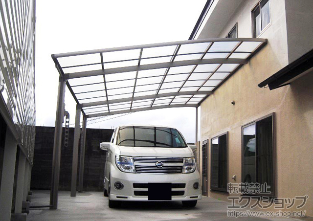 福島県郡山市のLIXIL リクシル（トステム）のカーポート ルーフポートシグマIII 延長 積雪〜20cm対応 施工例