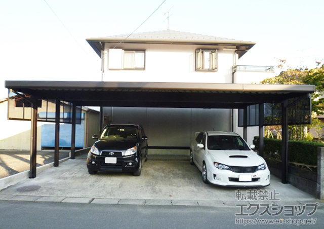 宮城県柴田郡大河原町ののカーポート レオンポートneo 3台用 角柱仕様 積雪〜50cm対応＋サイドパネル<平板タイプ> 標準用 57-10 施工例