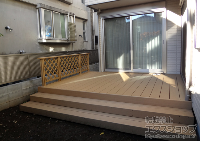 東京都武蔵野市のLIXIL リクシル（トステム）のウッドデッキ リコステージII 単体+デッキフェンス 施工例
