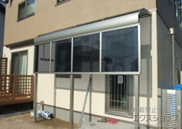 広島県広島市ののテラス屋根 プレシオステラス R型 テラスタイプ 単体 積雪〜20cm対応+プレシオステラス 前面パネル1段 施工例