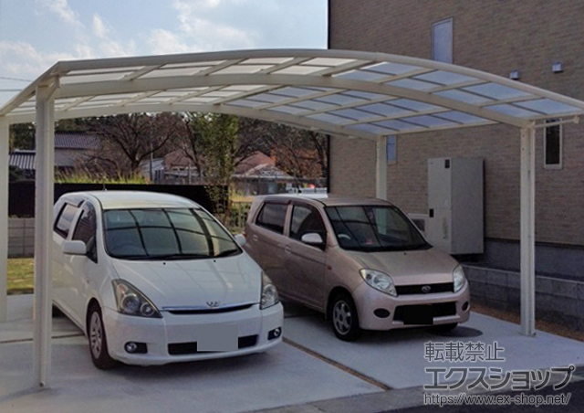 大分県中津市のLIXIL リクシル（トステム）のカーポート カーブポートシグマIII ワイド 積雪〜30cm対応 施工例