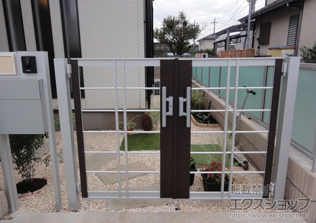 埼玉県所沢市のの門扉 ライフモダンII BP型門扉 両開き 柱使用 施工例