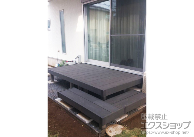 千葉県船橋市ののウッドデッキ リウッドデッキ 200 単体＋段床セット1段 正面・片側面タイプ 施工例