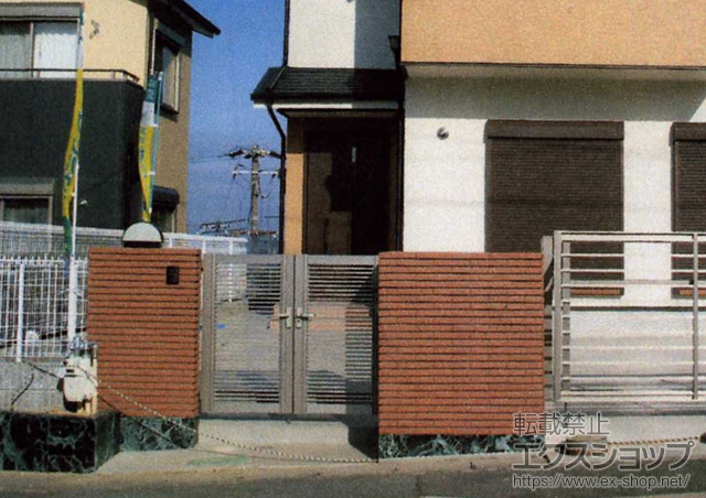 兵庫県三木市のの門扉 プリレオ門扉 R1型 両開き 柱使用 施工例