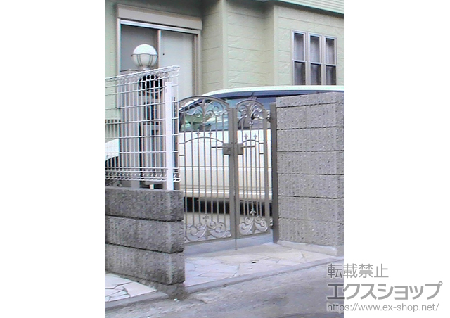 千葉県柏市のの門扉 フェスタA型 両開き親子 柱使用 施工例