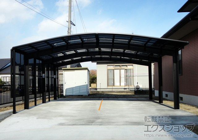 宮城県伊具郡丸森町のLIXIL リクシル（トステム）のカーポート レグナスポートシグマIII 3000 ワイド 積雪〜100cm対応+サイドパネル 施工例