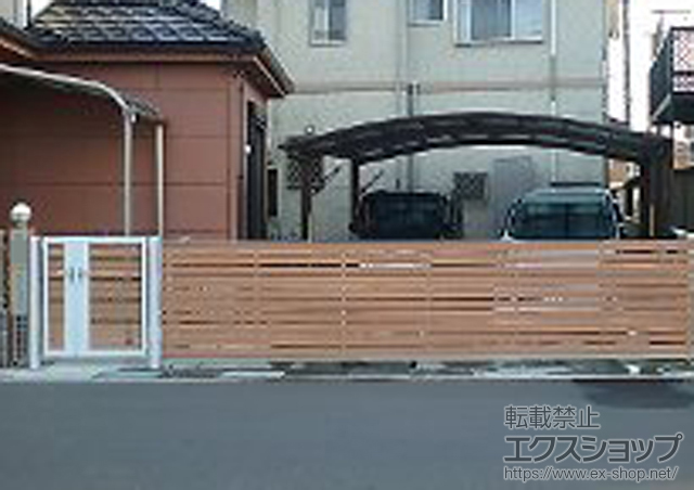 埼玉県吉川市のの門扉 【特注】ライフモダンII B3型門扉 両開き親子 柱使用 施工例