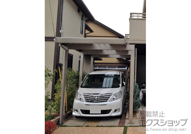 京都府舞鶴市のLIXIL リクシル（トステム）のカーポート テリオスポートIII 3000 6本柱 積雪〜100?対応+テリオスポートIII 3000 6本柱 積雪〜100?対応　ポリカ折板取付部材 施工例