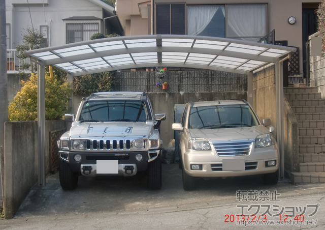 静岡県三島市のLIXIL リクシル（トステム）のカーポート カーブポートシグマIII ワイド 積雪〜20cm対応 施工例