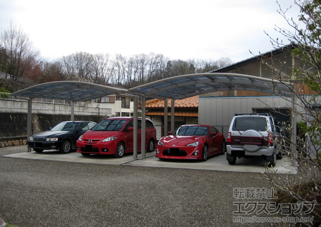 群馬県藤岡市ののカーポート レイナツインポート 積雪〜20cm対応＋枯葉よけネット×2 施工例