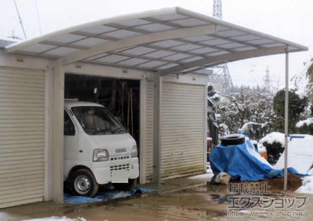 香川県さぬき市ののカーポート レイナポート 単体 積雪〜20cm対応+レイナポート用着脱式サポート ハイルーフ用 1本入り 施工例
