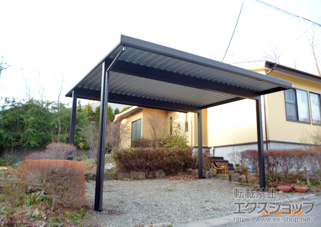 栃木県那須郡那須町のの二重窓（内窓）、カーポート ジーポートneo Ａタイプ 2台用 角柱仕様 標準鼻隠し 積雪〜100cm対応 施工例