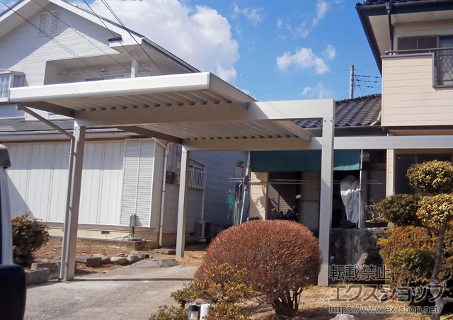 栃木県那須塩原市ののカーポート ジーポートneo 積雪100cmＡタイプ 4本柱 角柱仕様 梁延長納まり 施工例