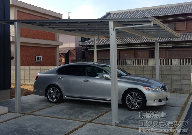 香川県観音寺市ののカーポート アーキデュオ ワイド 積雪〜20cm対応+アーキデュオ用堅樋カバー H28 2本入り 施工例