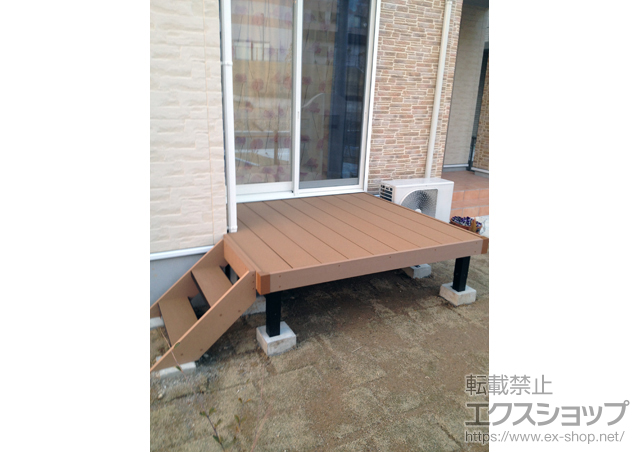 岐阜県多治見市ののウッドデッキ リウッドデッキ 200 単体＋リウッドステップ5型 Tタイプ（2段） 施工例