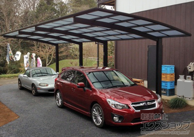 茨城県坂東市ののカーポート レイナポート 縦連棟 積雪〜20cm対応 施工例