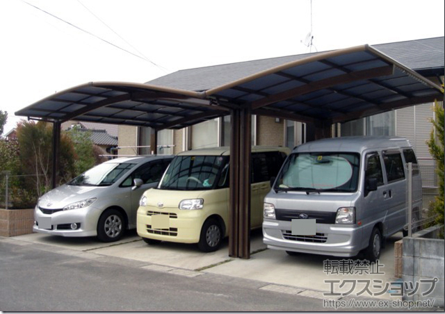 福岡県八女市のLIXIL リクシル（トステム）のカーポート カーブポートシグマIII Y合掌 積雪〜20cm対応 施工例