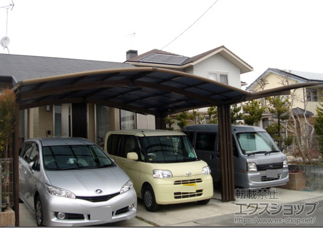 福岡県八女市のLIXIL リクシル（トステム）のカーポート カーブポートシグマIII 積雪〜20cm対応 施工例