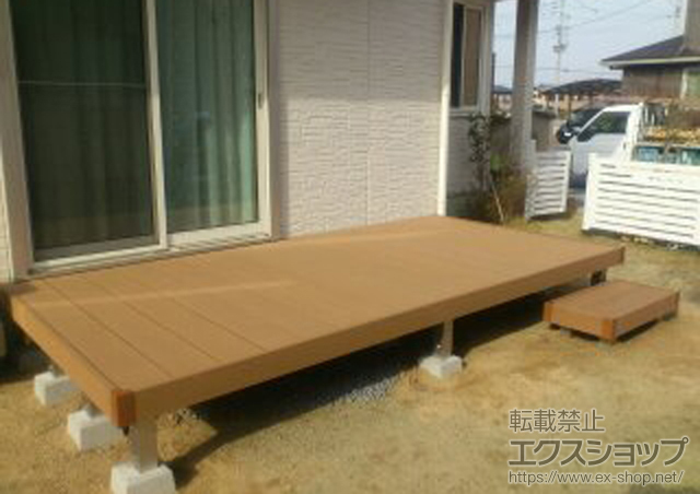 福岡県行橋市ののウッドデッキ リウッドデッキ200+独立式リウッドステップ5型 施工例