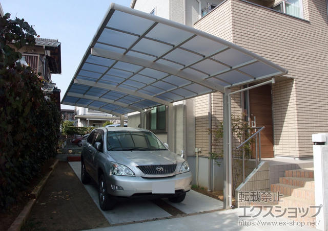 千葉県千葉市ののカーポート レイナポート 縦連棟 積雪〜20cm対応＋ 水平式物干し 施工例