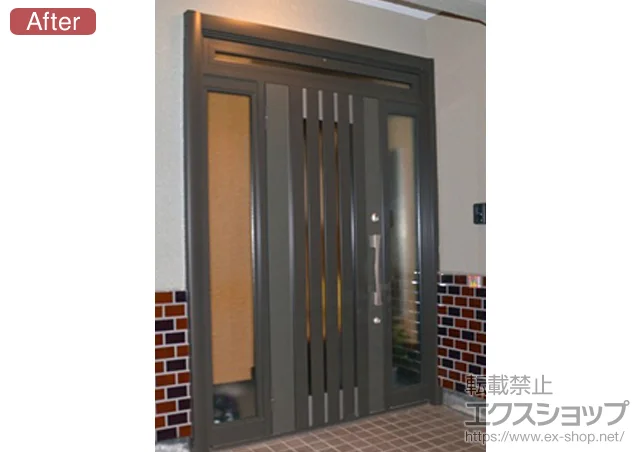 群馬県みどり市のの内窓（二重窓・二重サッシ）、玄関ドア リシェント玄関ドア　K4仕様 20両袖ランマ付L 700型 施工例