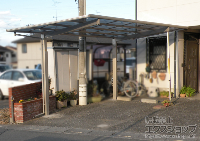 埼玉県比企郡嵐山町ののカーポート エフルージュグラン 耐風圧強度仕様 積雪〜30cm対応＋変形敷地対応セット 施工例