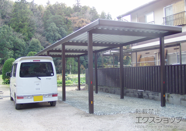 鳥取県米子市ののカーポート ジーポートneo Aタイプ 縦連棟 角柱8本仕様 標準鼻隠し 積雪〜100cm対応 施工例