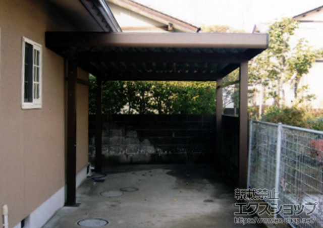 福井県坂井市ののカーポート ジーポートneo 1台用 Aタイプ 角柱4本 標準鼻隠し 積雪〜100cm対応 施工例