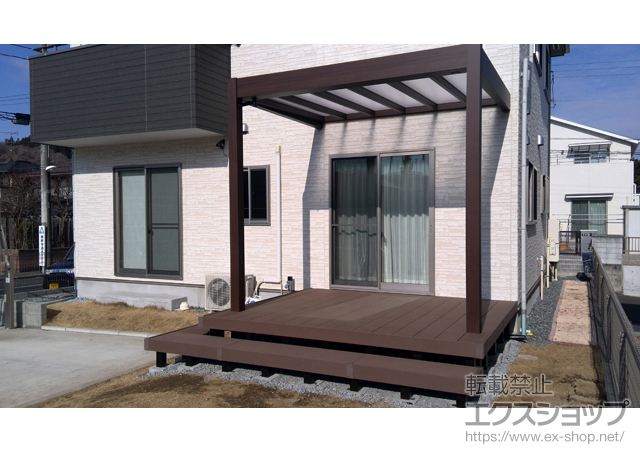 宮城県宮城郡利府町ののウッドデッキ リウッドデッキ 200＋部分段床セット1段 正面・片側面タイプ 施工例