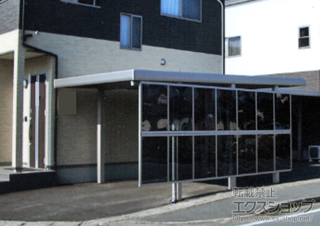 兵庫県豊岡市ののカーポート ジーポートneo 積雪100cmAタイプ 角柱4本柱 積雪〜100cm対応+ジーポートneo台形枠なしサイドパネル 角柱用 施工例