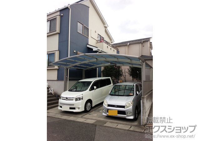 千葉県野田市ののカーポート レイナポートグラン M合掌 積雪〜20cm対応＋水平式物干し 2本入 施工例