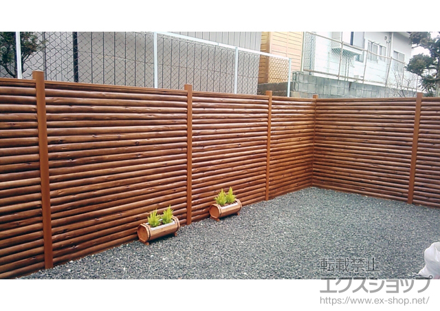 宮城県仙台市ののフェンス・柵 エバーこだわりログフェンス ログセット3型 片面タイプ 施工例