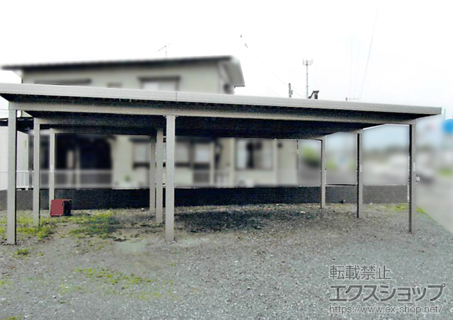 岩手県紫波郡矢巾町のLIXIL リクシル（トステム）のカーポート テリオスポートIII 3000 3台用 横連棟 角柱9本仕様 積雪〜100cm対応 施工例