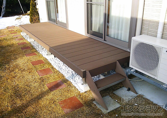 宮城県東松島市ののウッドデッキ リウッドデッキ 200＋リウッドステップ5型 施工例