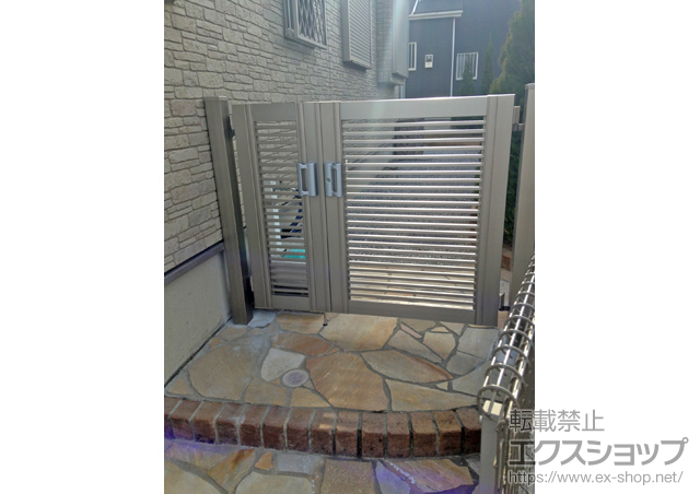 埼玉県北葛飾郡のの門扉 プリレオR1型門扉 両開き親子 柱使用 施工例