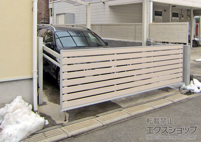 東京都東村山市ののカーゲート ワイドオーバードアS5型 マテリアルカラー 電動式 施工例