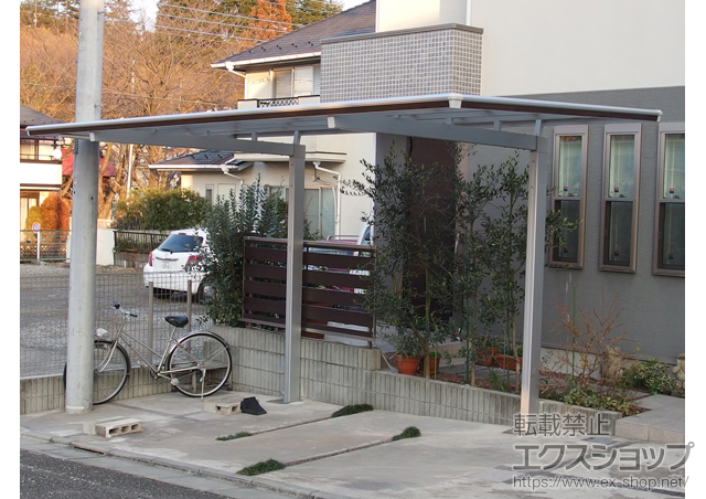 東京都稲城市ののカーポート マイリッシュデラックス 前下がり マテリアルカラー 積雪〜20cm対応 施工例