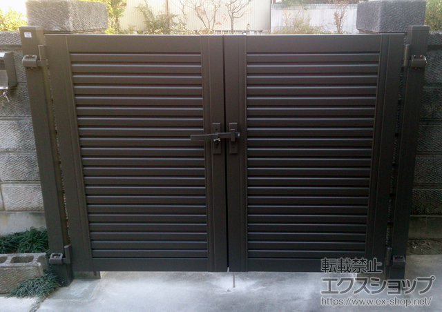 愛知県江南市のの門扉 プリレオR5型門扉 両開き 柱使用 施工例