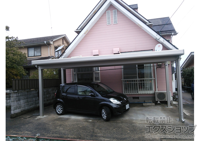 鳥取県東伯郡湯梨浜町ののカーポート ジーポートneo Aタイプ 2台用 角柱4本 標準鼻隠し 積雪〜100cm対応 施工例