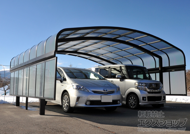 長野県諏訪郡原村ののカーポート レイナキャップツインポートグラン 積雪〜20cm対応＋レイナキャップツインポートグラン サイドパネル 施工例