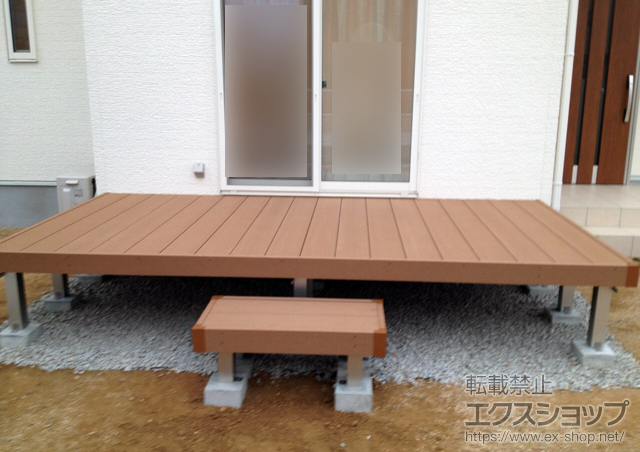 香川県高松市ののウッドデッキ リウッドデッキ 200＋独立式リウッドステップ2型 施工例