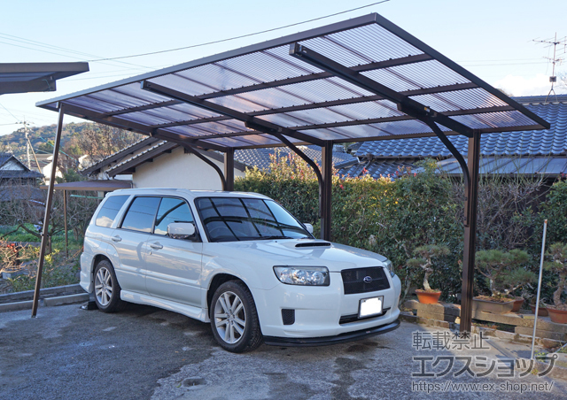 山口県柳井市ののカーポート カーポート2CP-U型 積雪〜20cm対応+収納式サポート(3本入り) 施工例