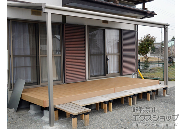 滋賀県高島市のLIXIL リクシル（トステム）のテラス屋根 ライザーテラスII F型 テラスタイプ 単体 積雪〜20cm対応 施工例