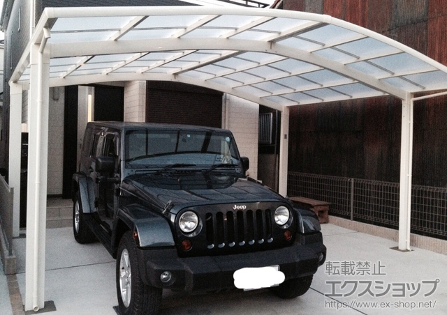 愛知県名古屋市のLIXIL リクシル（トステム）のカーポート カーブポートシグマIII M合掌 積雪〜20cm対応 施工例