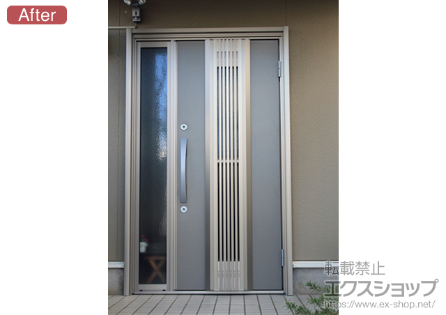 福岡県古賀市のの玄関ドア ラフォースR2 60T型 袖FIX片開き 施工例