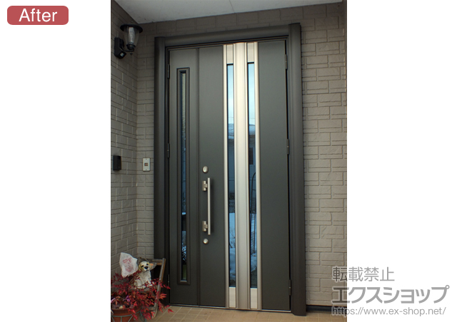 長野県上水内郡飯綱町のLIXIL リクシル（トステム）の玄関ドア リシェント断熱仕様 22親子RD2型＋施工スペーサーセット一式 施工例