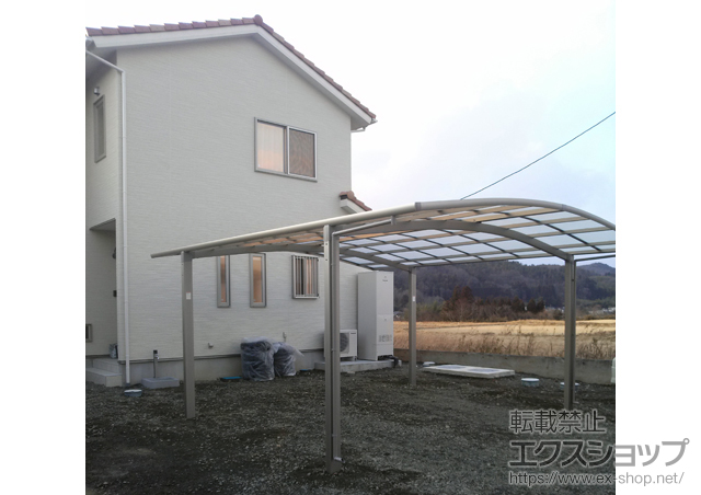 宮城県白石市のLIXIL リクシル（トステム）のカーポート カーブポートシグマIII ワイド 積雪〜20cm対応 施工例