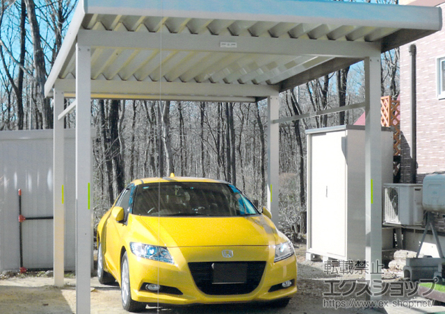 栃木県那須塩原市ののカーポート ジーポートneo Aタイプ 角柱4本 標準鼻隠し 積雪〜100cm対応 施工例