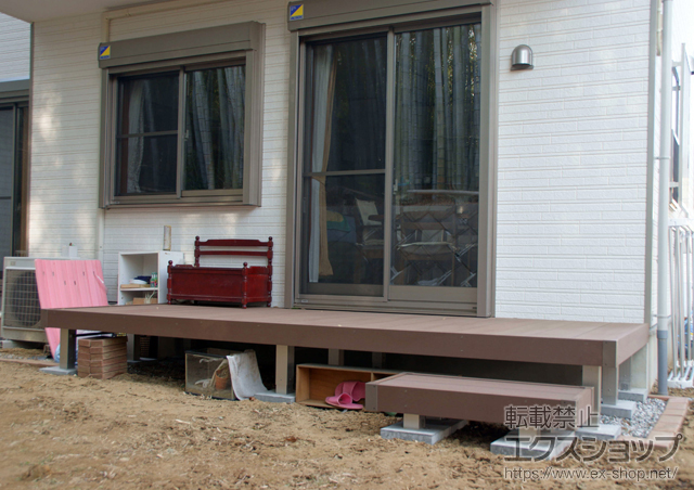 千葉県四街道市ののウッドデッキ リウッドデッキ 200＋独立式リウッドステップ2型 施工例