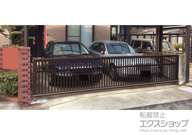 福岡県福岡市ののカーゲート エクスラインアップゲート ワイド6型 手動式 施工例